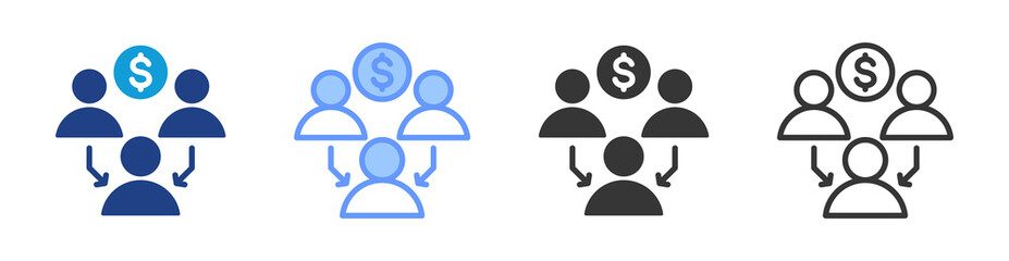 Consortia icon set multiple style collection