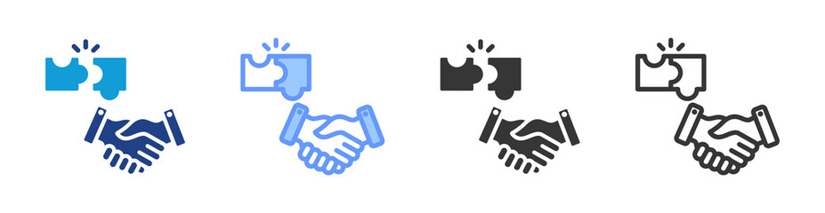 Cooperation icon set multiple style collection
