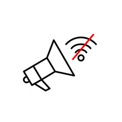 Megaphone and no wi-fi symbol. Public announcement off, no online ads and smm. Pixel perfect, editable stroke vector icon