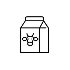 Carton of milk and cow head. Farmer dairy product. Fresh food. Pixel perfect, editable stroke vector icon