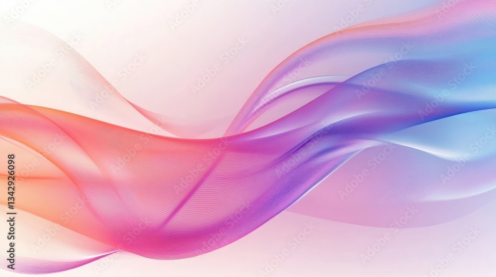 Poster abstract composition depicting flowing colored lines and gradient background