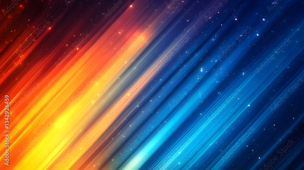 Poster abstract diagonal color streaks with sparkling celestial star particles