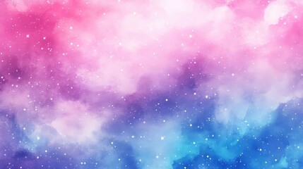 Obraz premium A colorful and ethereal watercolor space background with bright stars