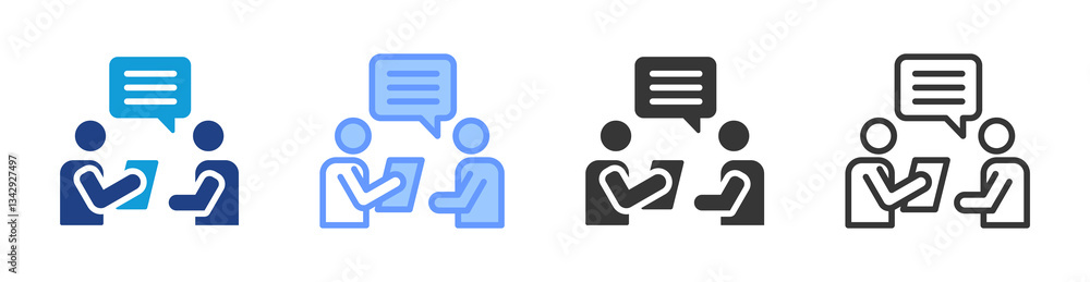 Aufkleber Interview icon set multiple style collection