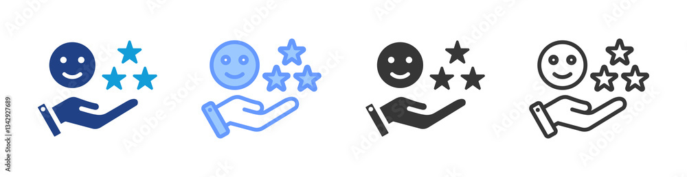 Poster Satisfaction icon set multiple style collection