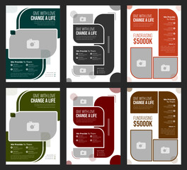 Charity Flyer Template for Fundraising Events Donations and Nonprofit Campaigns Ideal for Community Support Awareness and Volunteer Programs Fully Editable Vector EPS Format for Print and Digital Use.