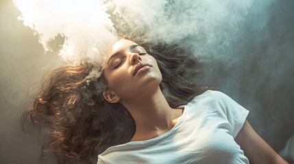 Fototapeta premium Young Woman Surrounded by Smoke