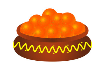 Vector illustration of Indian sweets in a pot on transparent background
