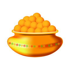 Vector illustration of Indian sweets in a pot on transparent background