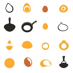 Egg Cooking Icons: Frying Pan for Stages.