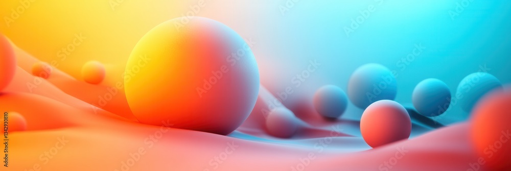 Aufkleber abstract colorful gradient background with 3d spheres and waves