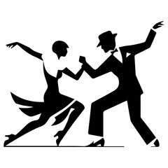 dancing couple dancing, silhouette of Charleston couple, Elegance in Motion: Dancing Silhouette