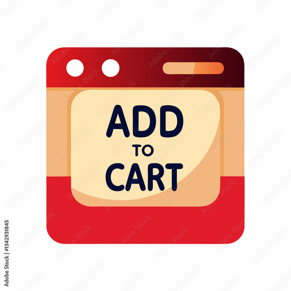 Poster add to cart button icon in red and beige
