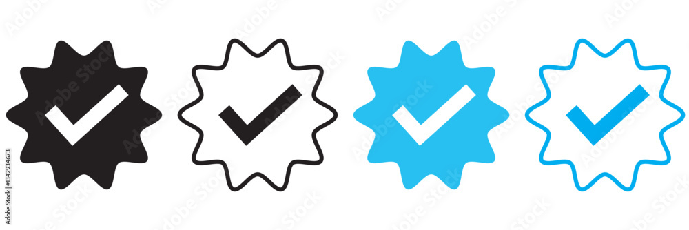 Poster set of blue tick mark badge icons. profile verification icons vector formats. eps 10