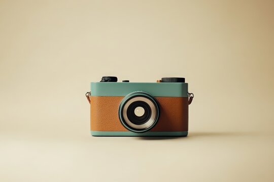 A vintage looking camera on a smooth neutral background - Powered by Adobe