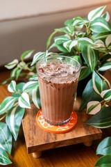 A cup of Coffee Chocolate Matcha hot iced cafe