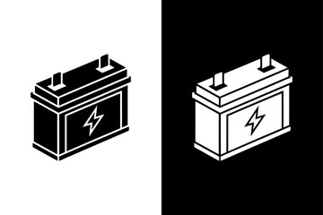Simple Car Battery Silhouette Monochrome Vector File
