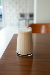 A cup of Coffee Chocolate Matcha hot iced cafe