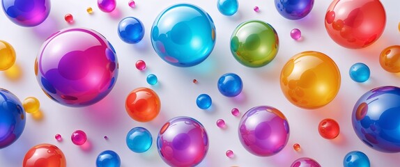 colorful translucent spheres pattern abstract on plain white background illustration design concept backdrop