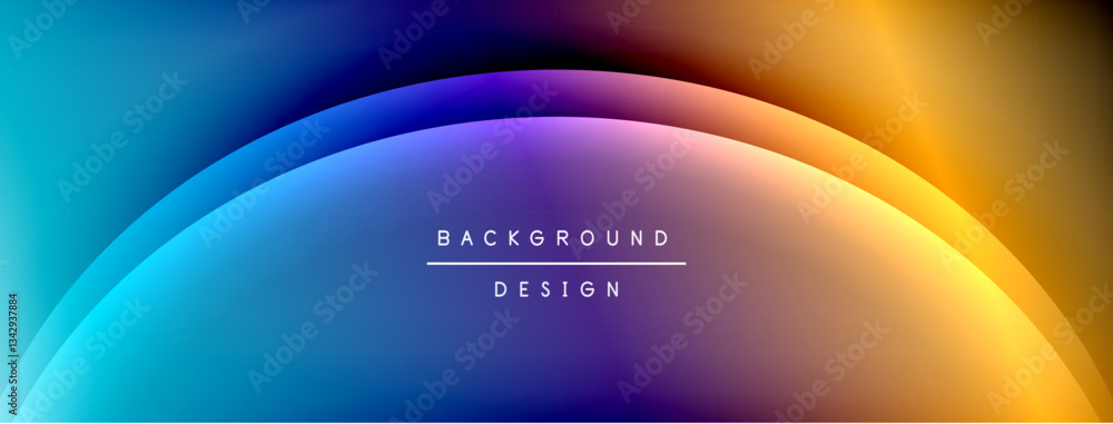 Poster bright rainbow style color gradient with curve round shape line background. vector illustration for 
