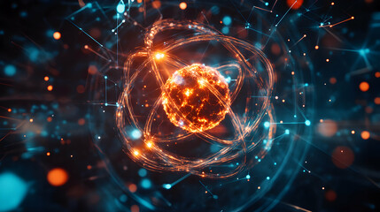 Obraz premium Intricate atomic illustration representing technological advancement and scientific exploration
