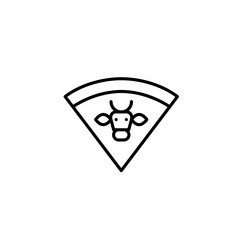 Pizza with beef. Delivery, takeaway fast food. American or Italian cuisine. Pixel perfect, editable stroke vector icon