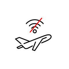 Airplane and no wi-fi symbol. Flight offline mode, travel for digital detox. Pixel perfect, editable stroke vector icon