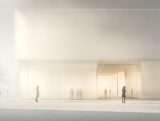 Fototapeta premium Minimalist Architectural Interior with Bright Open Space and Glass Walls