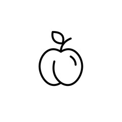 Plum with leaf. Groceries shopping, farmer market fresh green products. Buying fruits. Pixel perfect, editable stroke vector icon