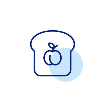recommend clip art: Plum jam on toasted bread. Breakfast sandwich with sweet marmalade. Pixel perfect, editable stroke vector icon