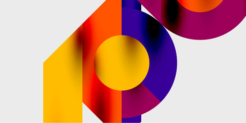 Obraz premium Detailed composition of circles, semicircles, and triangles with glossy effects and smooth gradients. A sleek and modern vector design for creative and tech-inspired projects