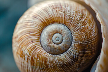 Detailed closeup of a snail shell spiral texture brown white art pale macro lines earth nature animal