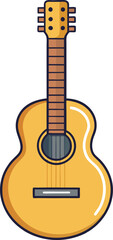 Fototapeta premium Simple Acoustic Guitar Vector Illustration, A clean and minimalist vector illustration of an acoustic guitar, perfect for music and design-related themes. 