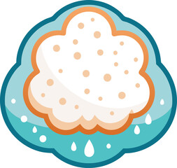 Snow cloud with raindrops vector illustration design, A vector image of a snow cloud with raindrops, perfect for illustrating snowy or rainy weather themes.
