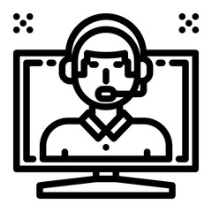 Helpdesk Icon in Outline Style. Line Art
