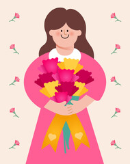 꽃다발을 든 여성 (A woman holding a bouquet of flowers)