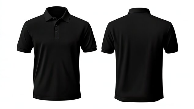 Black polo shirt mockup.  Front and back views