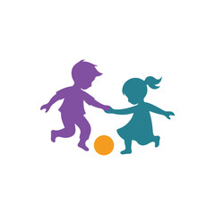 joyful kids vector creative logo design