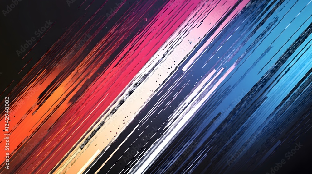 Poster abstract diagonal lines with vibrant colors and blurred movement are shown