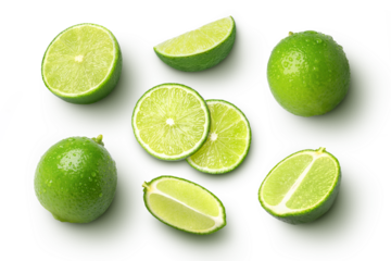 lime with slice isolated on white	