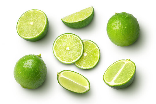 lime with slice isolated on white	