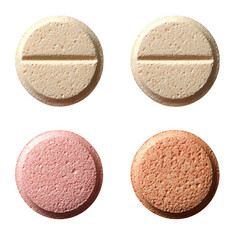 Four Distinct Tablets Isolated On Transparent Background In Various Shapes And Colors