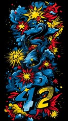 Festive Number 42 Fireworks Design.