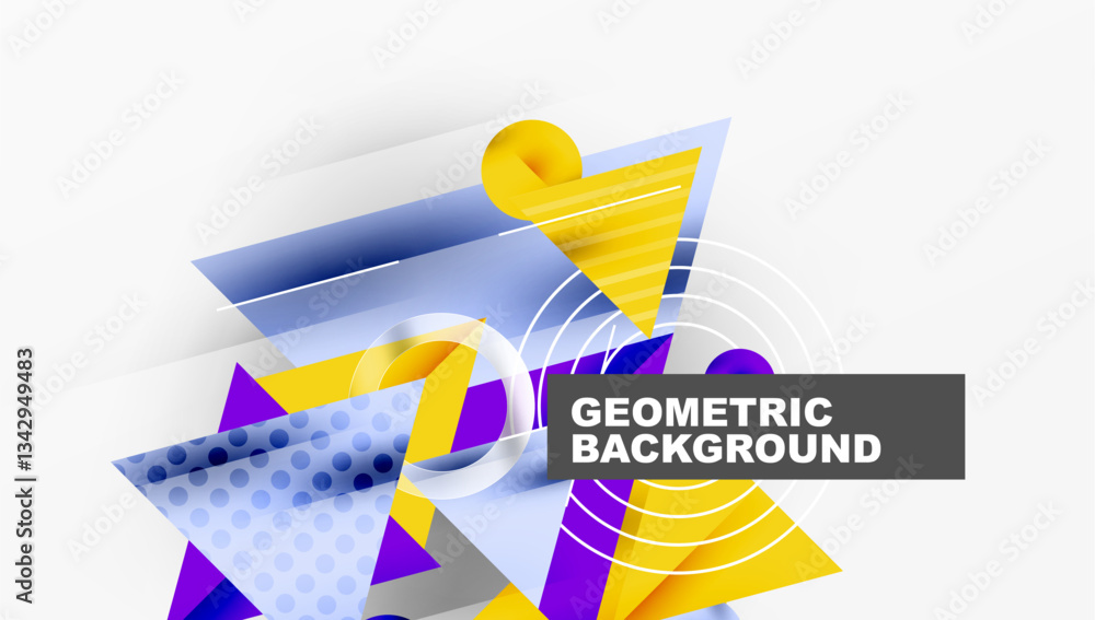 Poster Modern geometric background - overlapping triangles with smooth gradients and semi-transparency