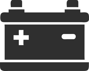 Fototapeta premium Car Battery Silhouette Vector Icon – High-Quality White Background.