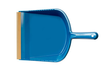 Garbage dustpan isolated on a white background. Blue plastic dustpan for garbage.