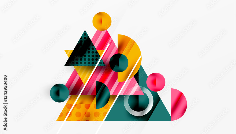 Poster sleek abstract background - layered triangles with vibrant gradient tones. semi-transparent shapes a