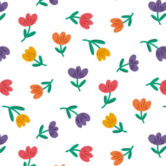 Seamless Cute Floral Pattern – Adorable Hand-Drawn Flower Design