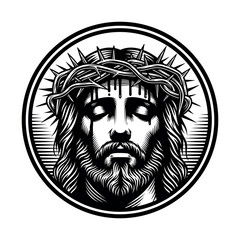 Jesus Christ Wearing Crown Of Thorns