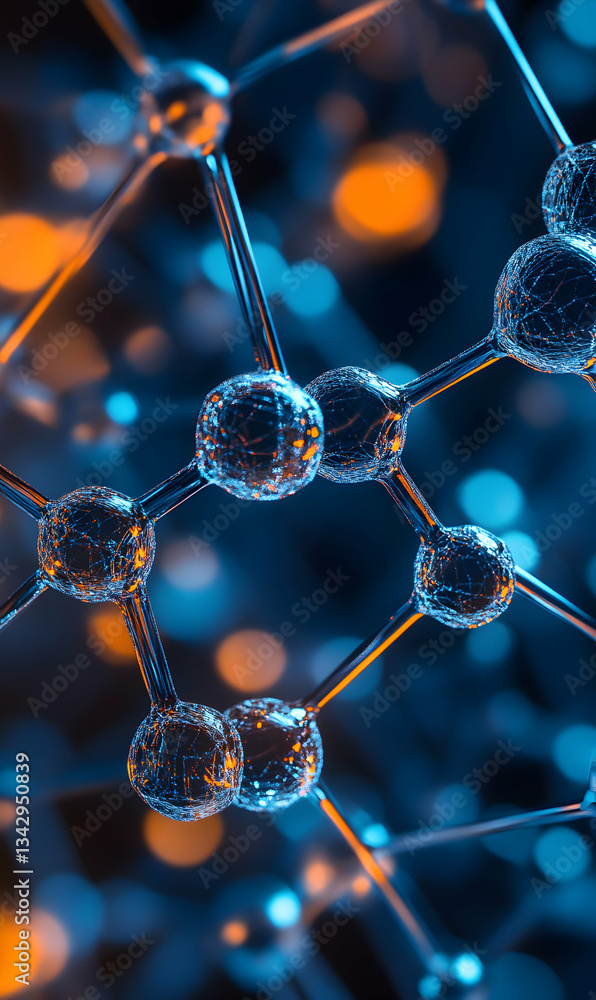 Poster abstract visualization of molecular structure and interconnected network of nano particles